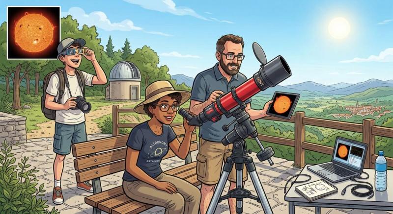 Personnes observant le Soleil (style bd)